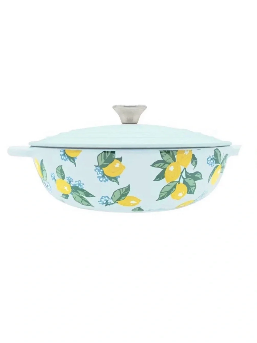 New Farmhouse 4 qt Cast Iron Pot Braiser Cookware w Lid LEMON Oven Safe